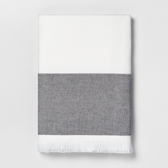 Colorblock Bath Towel - Hearth & Hand Magnolia - Sour Cream, Railroad Gray 2020 - Picture 1 of 4